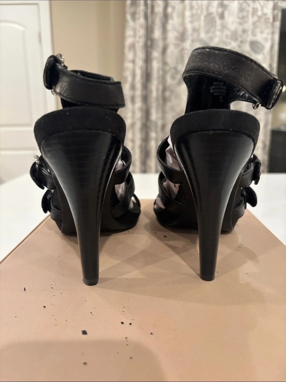 Nine West Black Open-Toe Buckle High Heels